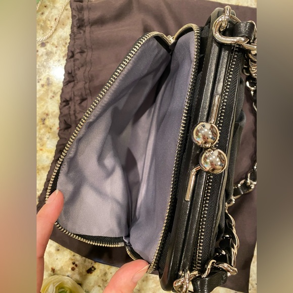 Chanel like 🌟 COACH Black Parker Kiss Lock Jacquard w/Leather Trim Shoulder Bag - Picture 8 of 12